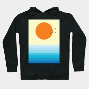 Minimalist Retro Sunset Seascape Graphic Art Hoodie